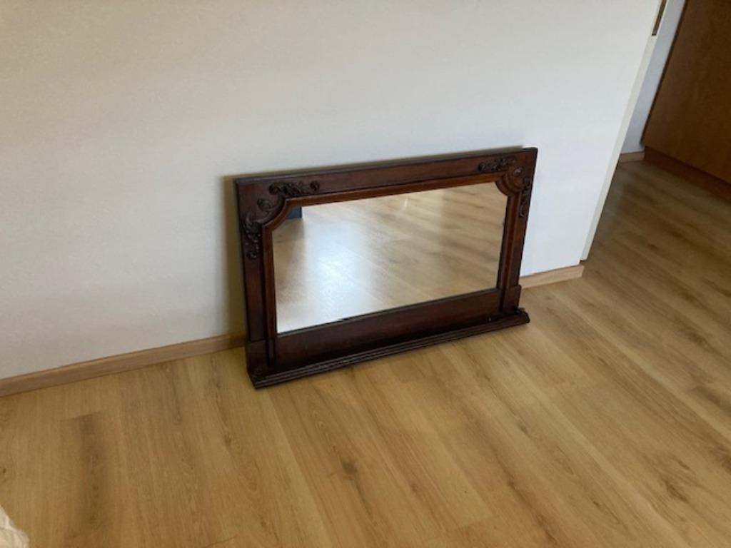 ANTIEKEN SPIEGEL MET EIKEN OMLIJSTING, Ophalen, Gebruikt, 75 tot 100 cm, Minder dan 100 cm