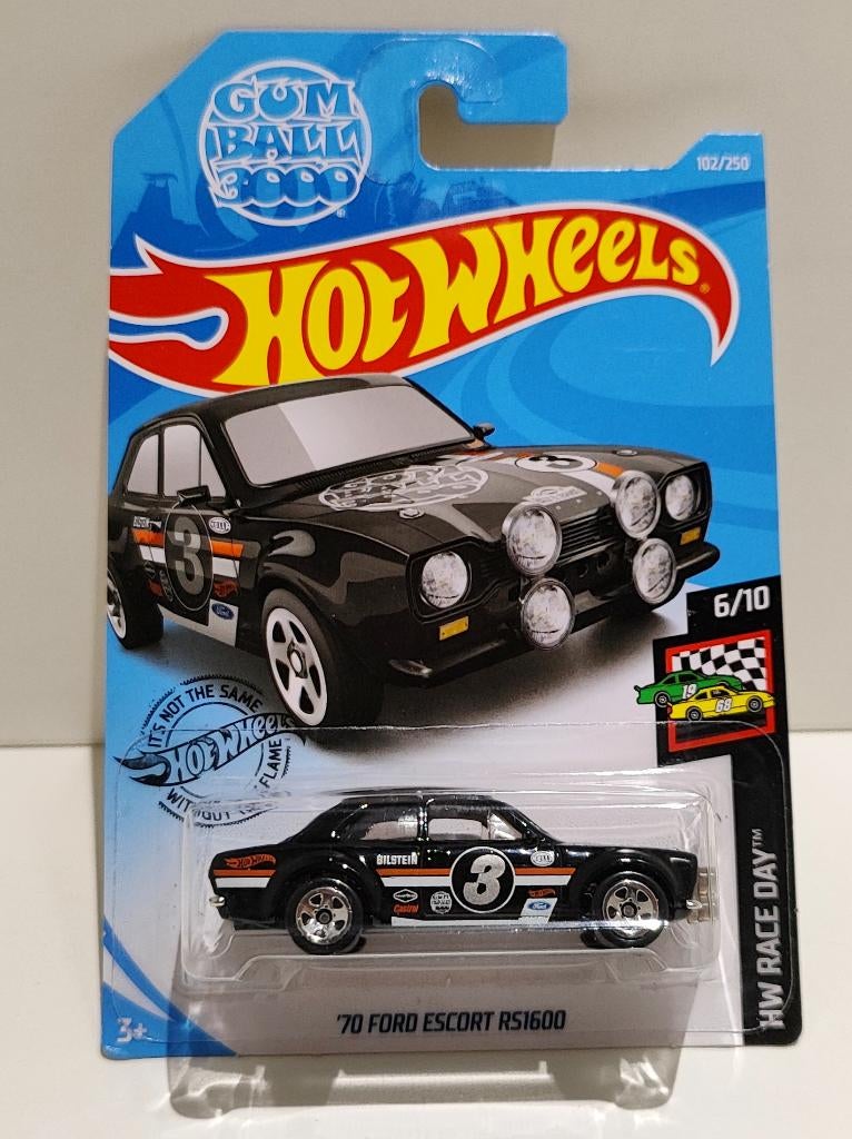 Hot Wheels '70 Ford Escort RS1600 Zwart Gumball 3000 (2018), Ophalen of Verzenden
