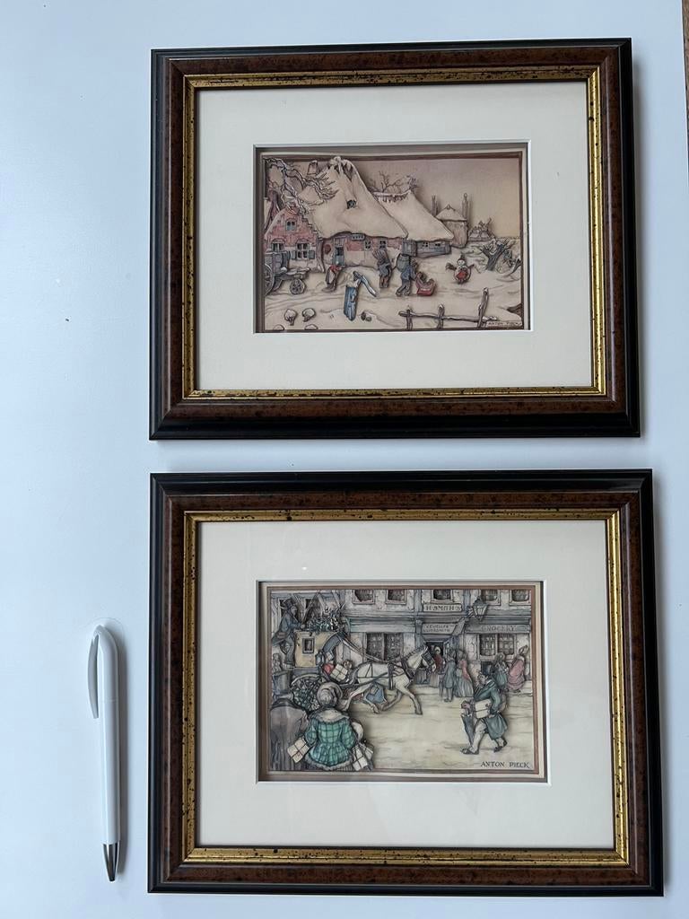Anton Pieck, 2 cadres, en relief, Enlèvement ou Envoi