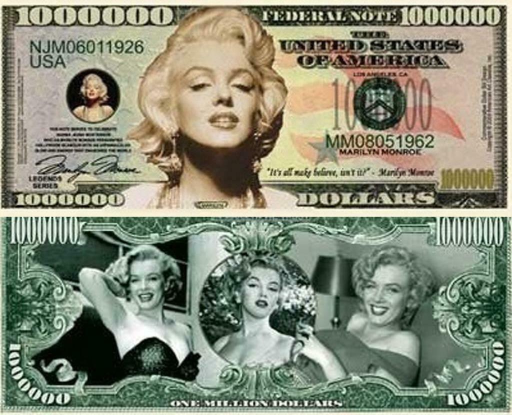 USA Marilyn Monroe 1 Million Dollar bankbiljet - UNC - Crisp, Postzegels en Munten, Verzenden, Noord-Amerika, Los biljet