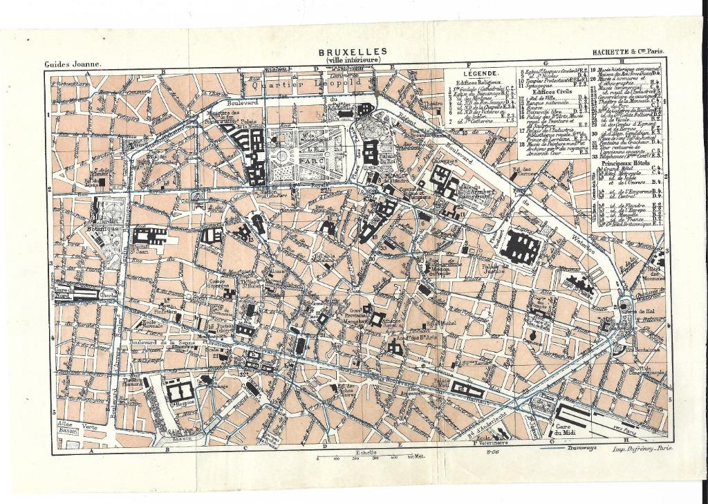 1905 - Bruxelles plan / stadsplan Brussel, Antiquités & Art, Enlèvement ou Envoi