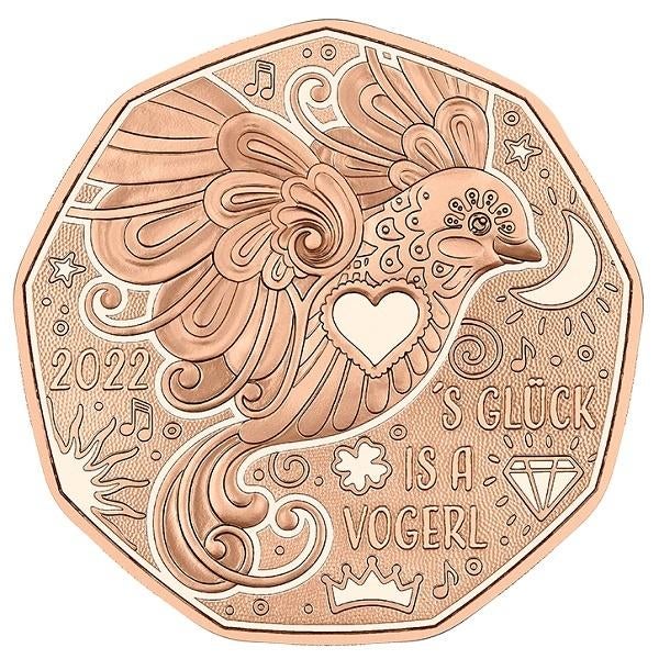 Oostenrijk 2022 - 5 euro Koper - Geluk is een vogel, Timbres & Monnaies, Monnaies | Europe | Monnaies euro, Enlèvement ou Envoi