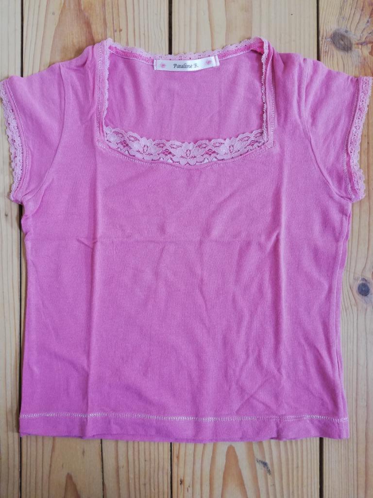 T-shirt Pauline B - 4 jaar - 104 - roze, Gebruikt, Meisje, Ophalen of Verzenden, Shirt of Longsleeve
