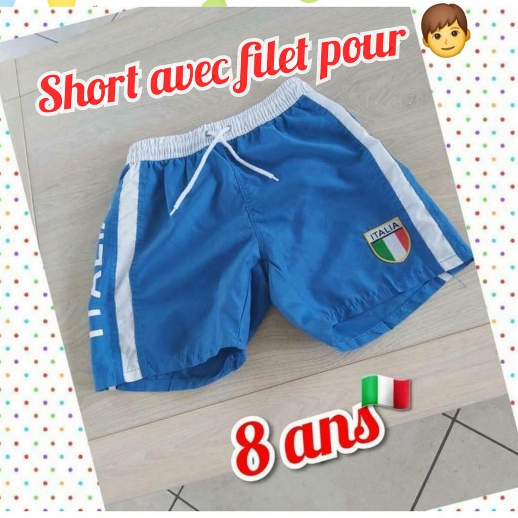 Short avec filet 🇮🇹  pour garçon -bleu-T.8 ans, Enlèvement ou Envoi, Utilisé, Garçon