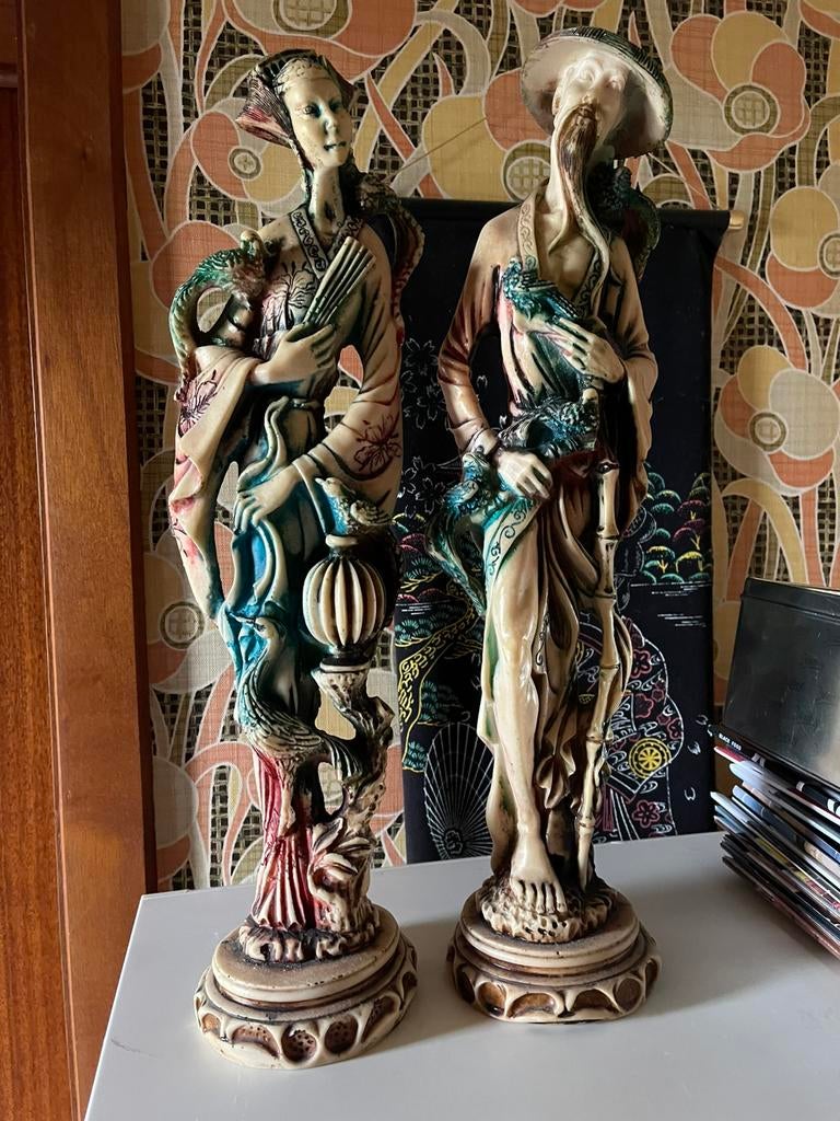 Koppel vintage Chinese figuren ivorine, Ophalen of Verzenden
