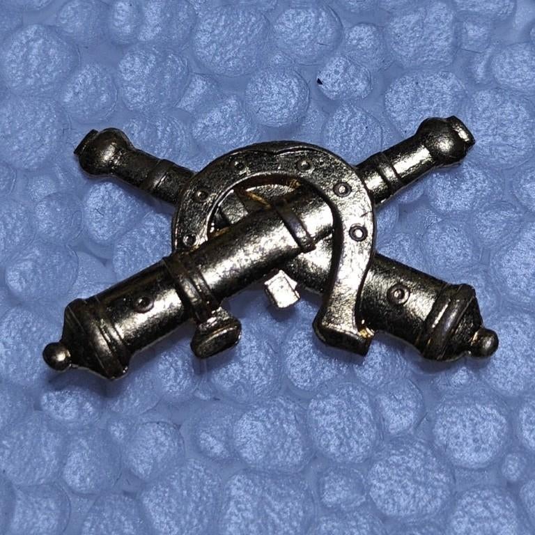 Belgisch Kraagembleem voor bereden artillerie  Goudkleurig, Ophalen of Verzenden, Landmacht, Embleem of Badge