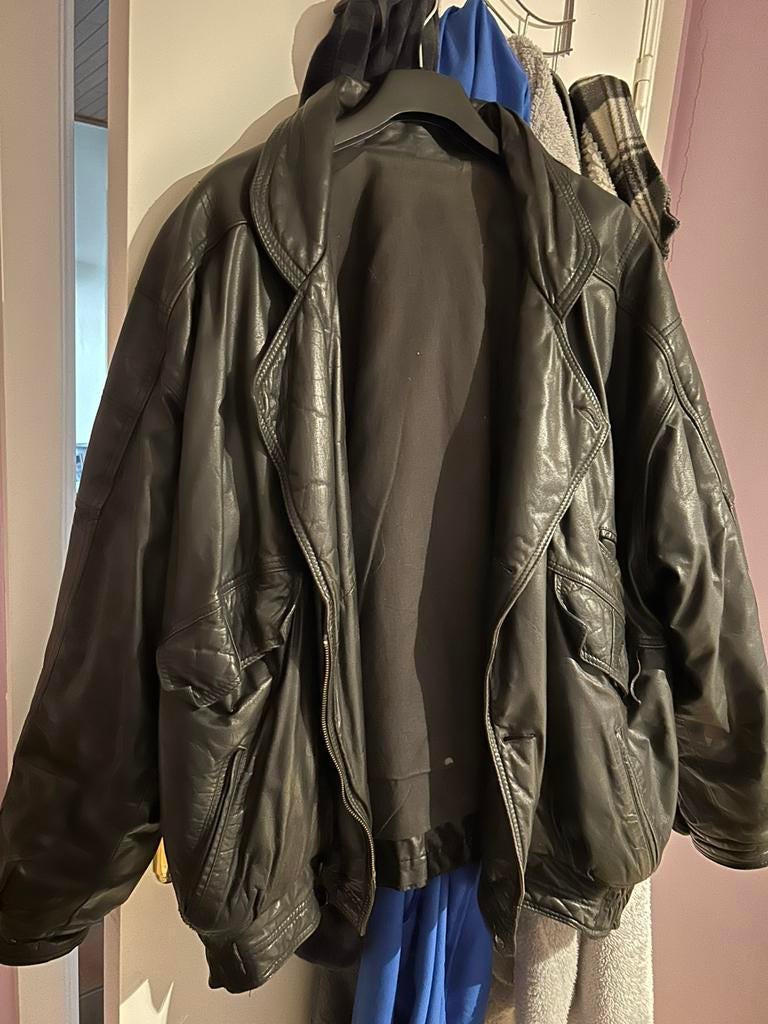 Mooie zwarte leren jas 3 xl, Kleding | Heren, Jassen | Winter, Ophalen of Verzenden, Zo goed als nieuw, Zwart