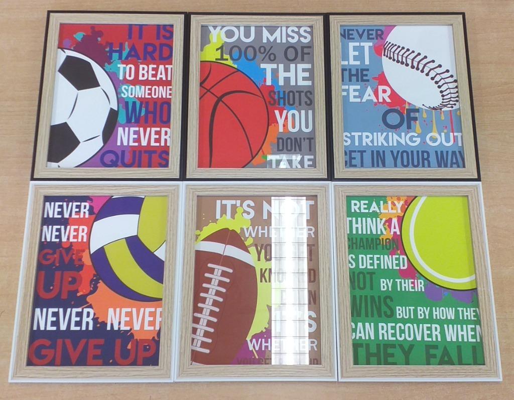 6 kaders met motiverende slogans voor sporters, Enlèvement ou Envoi