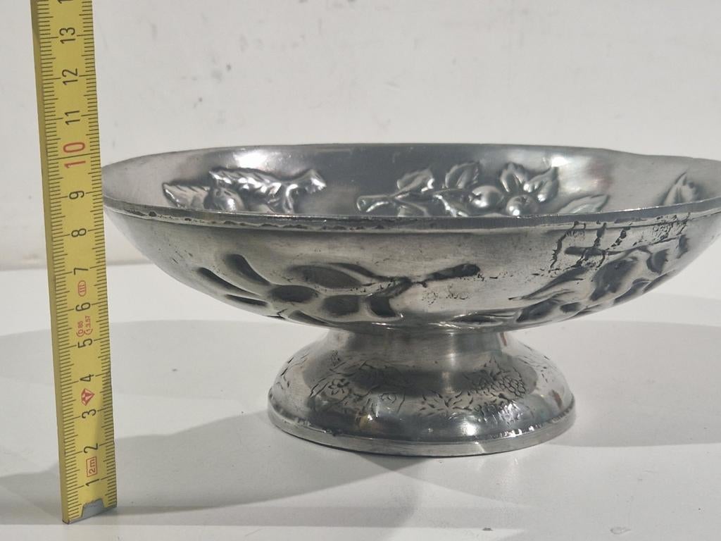 Art NOUVEAU schaal Tin , bonbon fruitschaal Serveerschaal, Antiek en Kunst, Ophalen of Verzenden