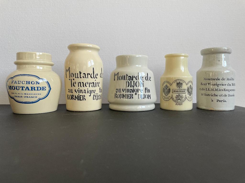 5 Mosterdpot Moutarde de Dijon - Fauchon - Bornier - Maille, Ophalen of Verzenden