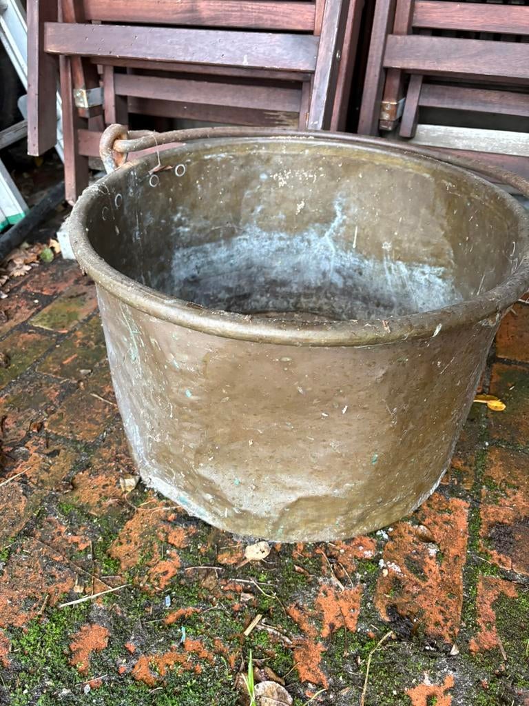 Grote koperen ketel met handvat, Ophalen, Gebruikt