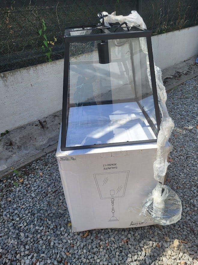 Hanglamp Saunte metaal zwart + glas 35 x 35 cm, Ophalen, Zo goed als nieuw, Glas