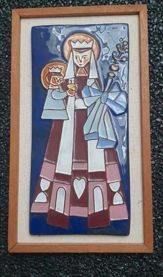 Henk Potters tegeltableau koningin met kind, Antiek en Kunst, Ophalen of Verzenden