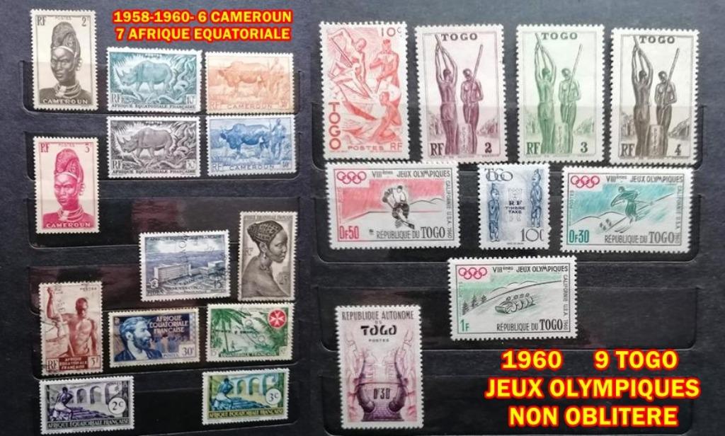 1958-1960- 6 CAMEROUN-7 AFRIQUE EQUATORIALE- 9 TOGO, Enlèvement ou Envoi, Autres pays, Non oblitéré