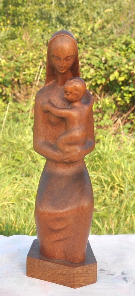 vierge a l'enfant en bois n v r position assise, Enlèvement ou Envoi
