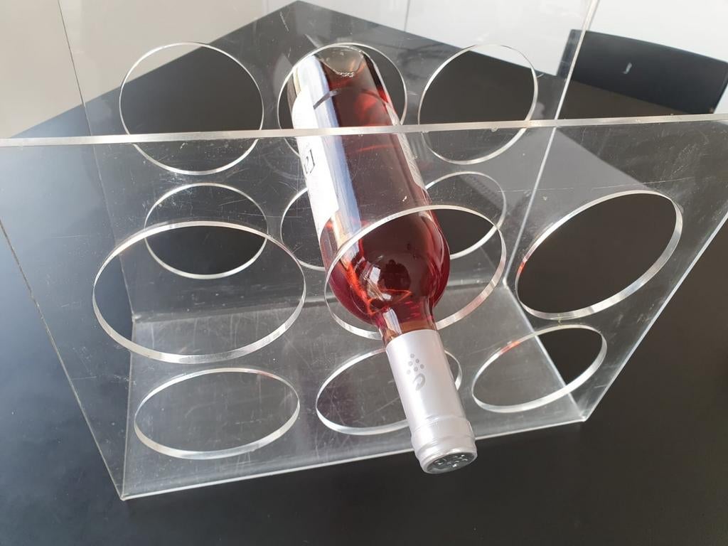 Plexi wijnrek ,  6 flessen , space age, Perspex, Moins de 50 cm, Enlèvement ou Envoi, Synthétique, 5 à 15 bouteilles