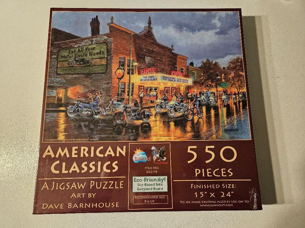 Puzzel Sunsout 550 stukjes American Classics, Ophalen of Verzenden, 500 t/m 1500 stukjes, Nieuw, Legpuzzel