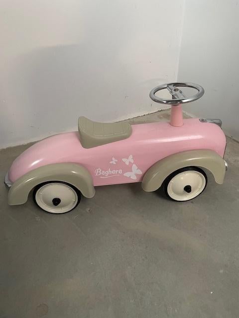 Baghera loopauto / loopfiets – roze – vintage stijl, Ophalen, Gebruikt, Loopvoertuig