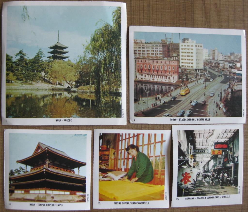 5 prenten reeks De wereld rond serie 22 - Japan, Verzamelen, Foto's en Prenten, Gebruikt, Prent, Buitenland, Ophalen of Verzenden