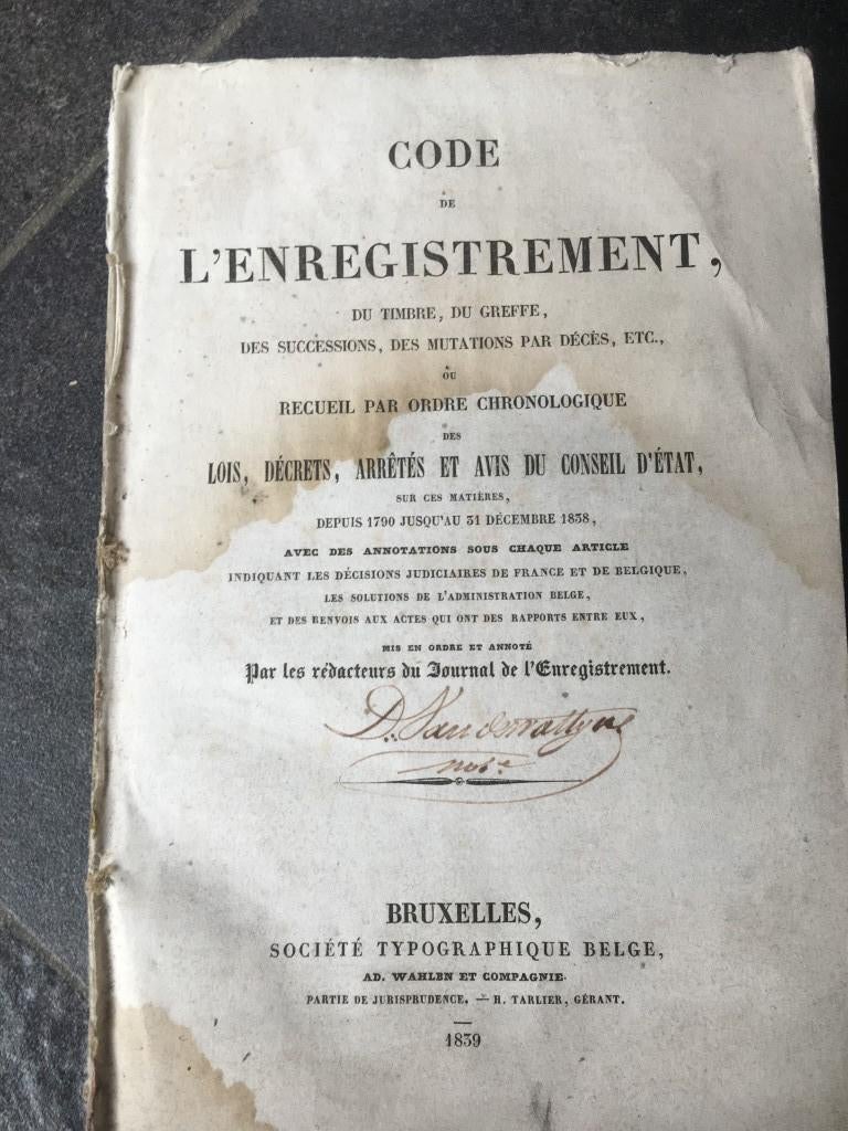 code de l'enregistrement - depuis 1790 jusqu'au 31 décembre, Enlèvement ou Envoi