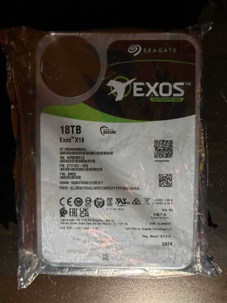 Disque dur Seagate Exos X18 de 18 To, neuf et scellé, HDD, Enlèvement, NAS, Serveur