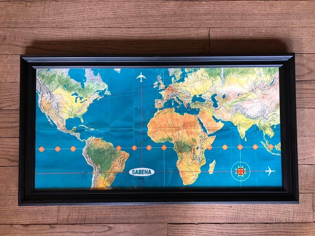 SABENA world airlines routekaart lijst met plexi, Ophalen of Verzenden, Gebruikt, Overige typen