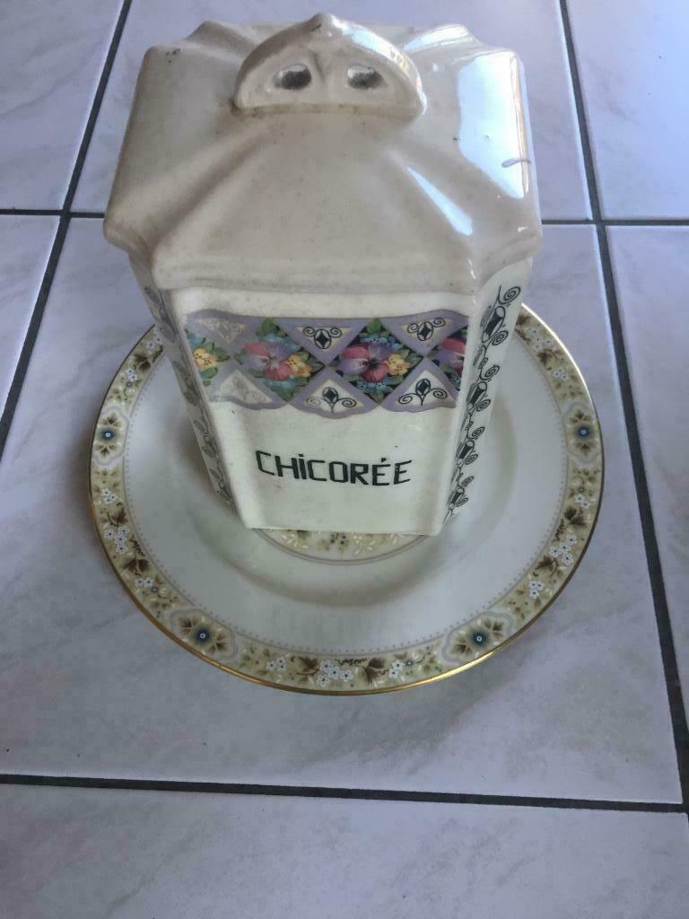 POT ANCIEN A CHICOREE ET ASSIETTE, Antiquités & Art, Enlèvement ou Envoi