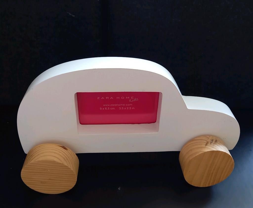 Witte houten fotokader - auto, Kinderen en Baby's, Ophalen of Verzenden, Zo goed als nieuw