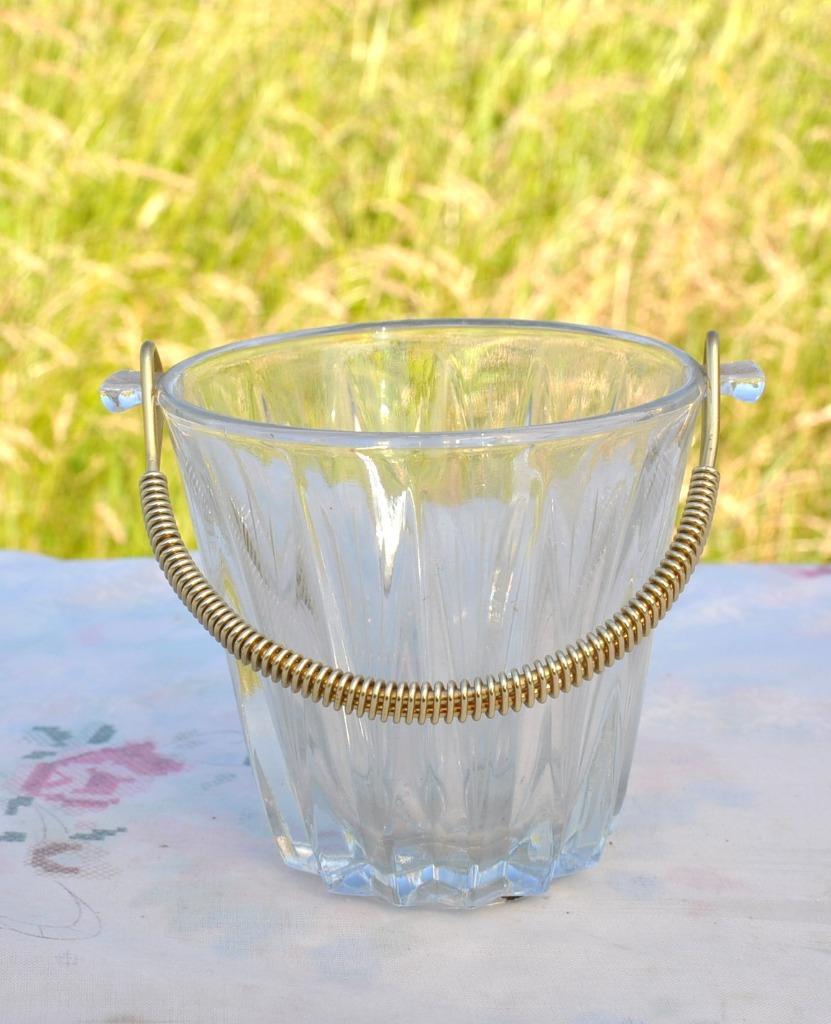 seau a glaçon en verre poignée metal, Ophalen of Verzenden