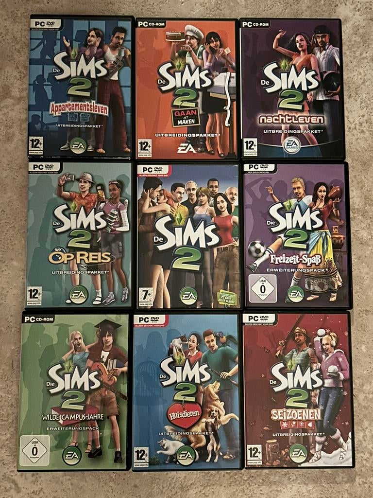 De Sims 2 + uitbreidingspakketten PC, Games en Spelcomputers, Ophalen of Verzenden, Zo goed als nieuw, Simulatie