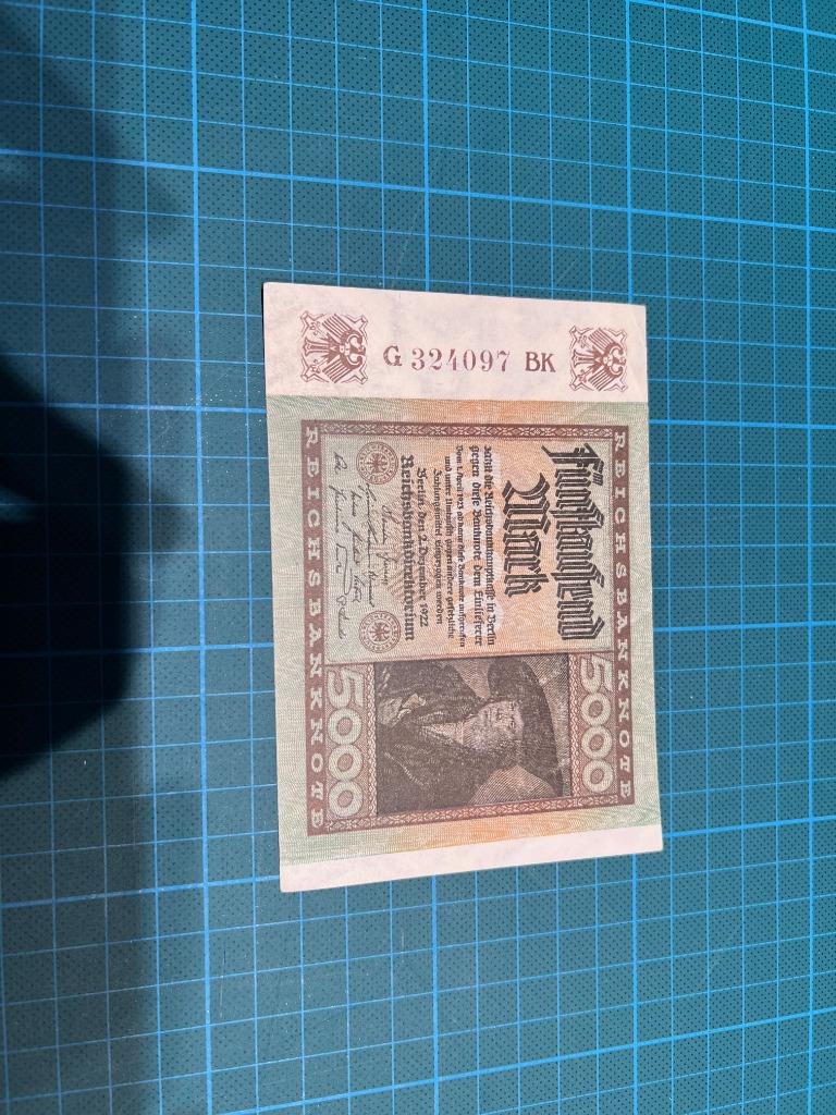 Billet de banque ancien de 5000 Mark, Collections, Enlèvement ou Envoi, Autres, Autres types