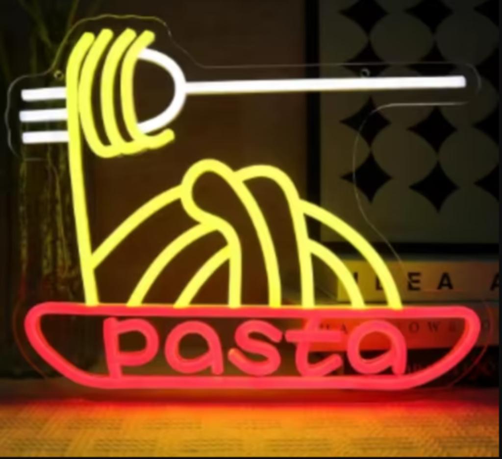 LED lamp neon stijl Pasta (35x28cm), Ophalen of Verzenden, Nieuw, Lichtbak of (neon) lamp