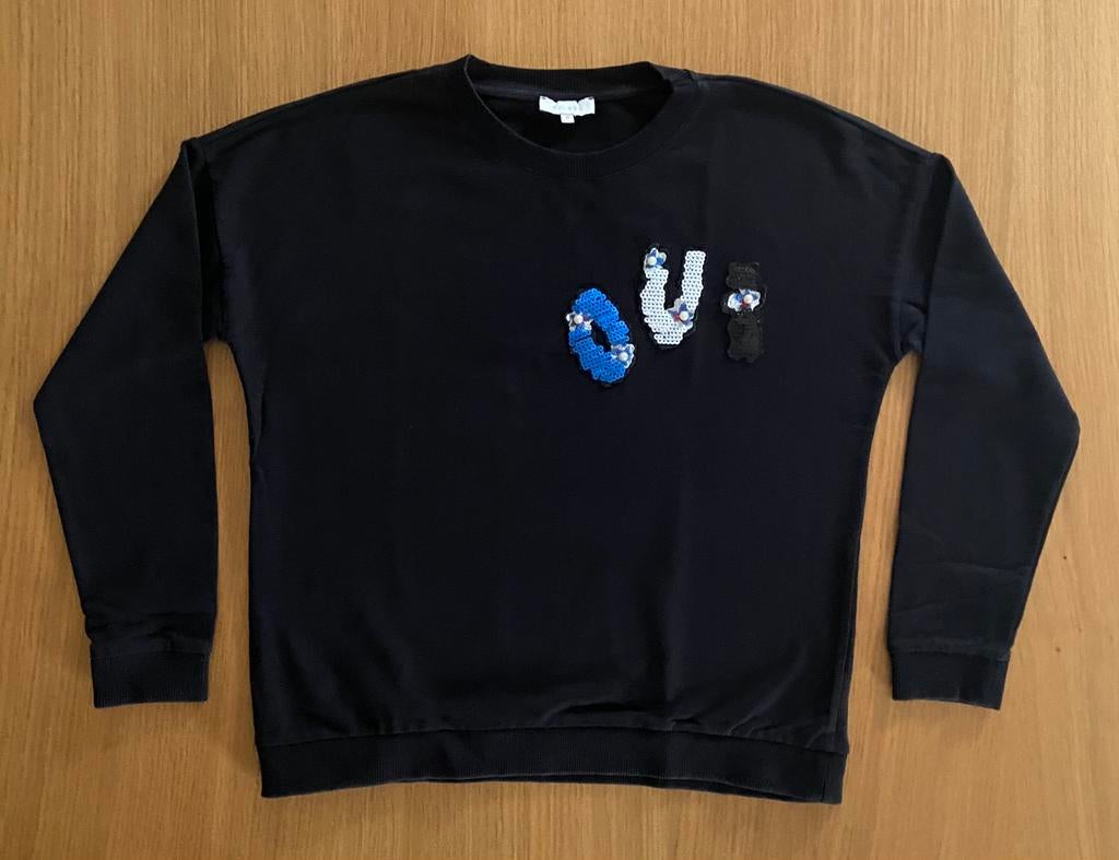 Sweat noir avec sequins et perles BEL&BO - M - 8€, BEL&BO, Comme neuf, Taille 38/40 (M), Noir