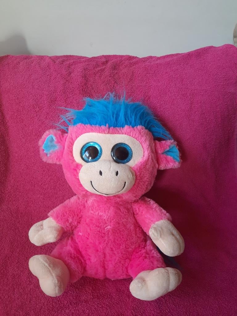 Grote roze knuffel aap met glitter ogen - 40 cm, Ophalen of Verzenden, Gebruikt, Overige typen