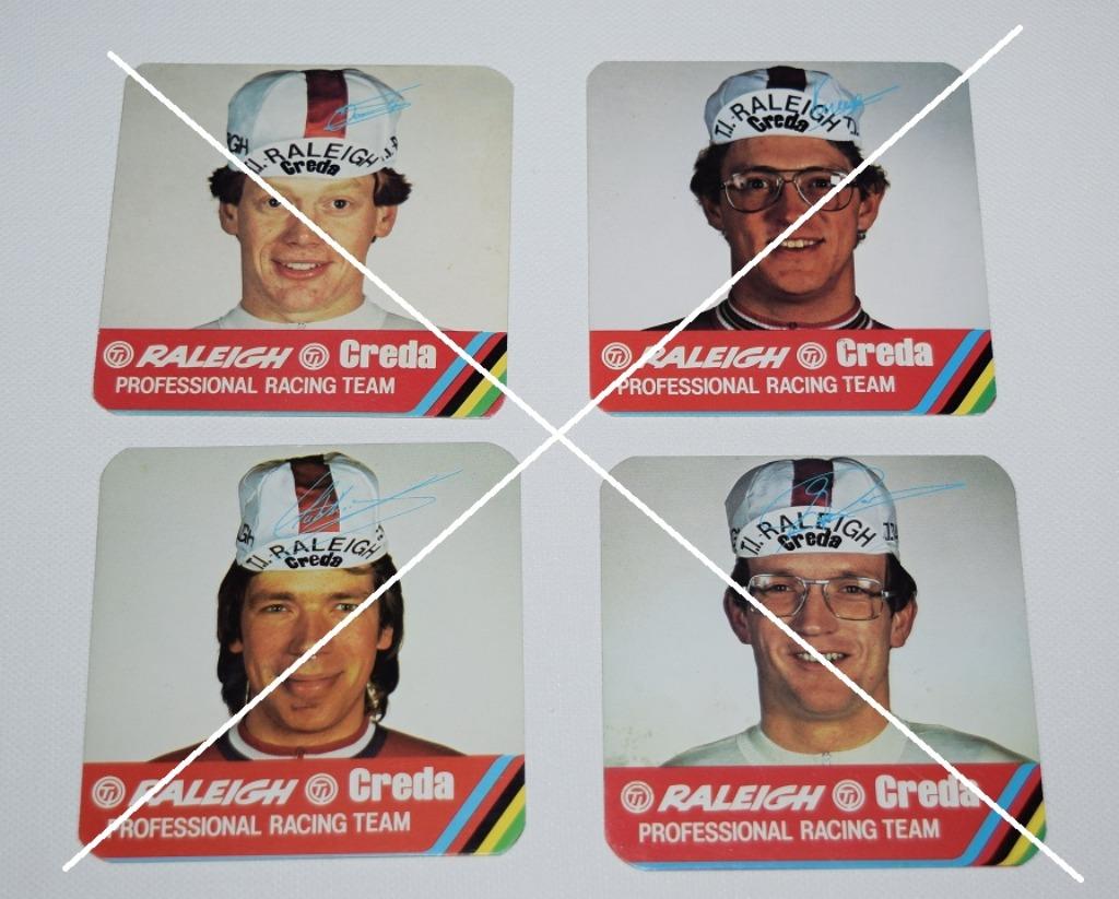 RALEIGH CREDA / 4 Oud - renners / 8,5 x 8,5 cm, Verzenden, Gebruikt, Poster, Plaatje of Sticker