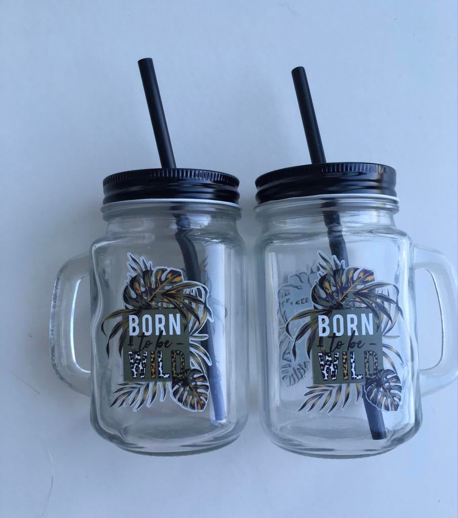 2 glazen drinkbekers, Minder dan 50 cm, Nieuw, Ophalen of Verzenden, Minder dan 25 cm