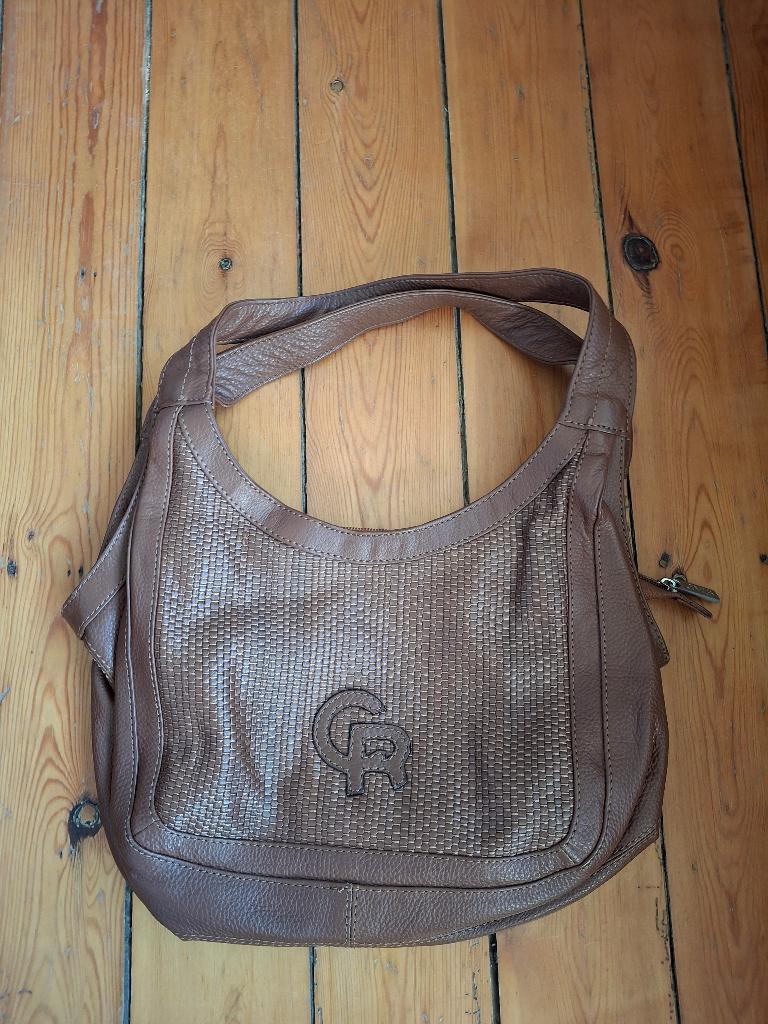 Sac à main en cuir de la marque Crinkles, utilisé deux fois, Enlèvement ou Envoi, Comme neuf, Brun, Sac à main