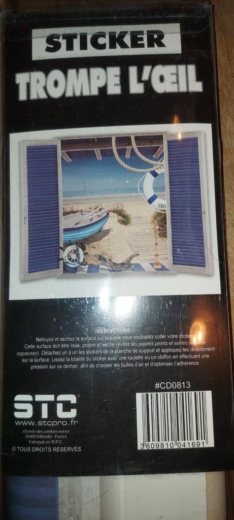 Decoratiesticker  raam met uitzicht op strand .., Ophalen of Verzenden, Nieuw