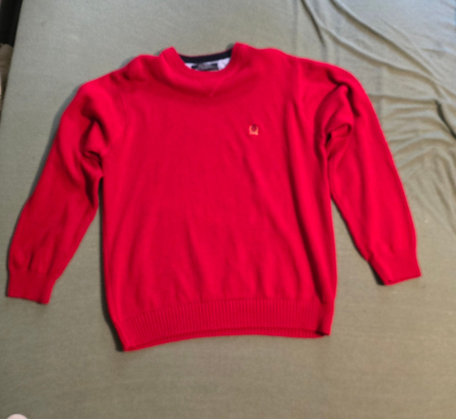 Pull Tommy Hilfiger rouge col V 100% coton vintage - T: L, Enlèvement ou Envoi, Tommy Hilfiger, Taille 52/54 (L), Neuf