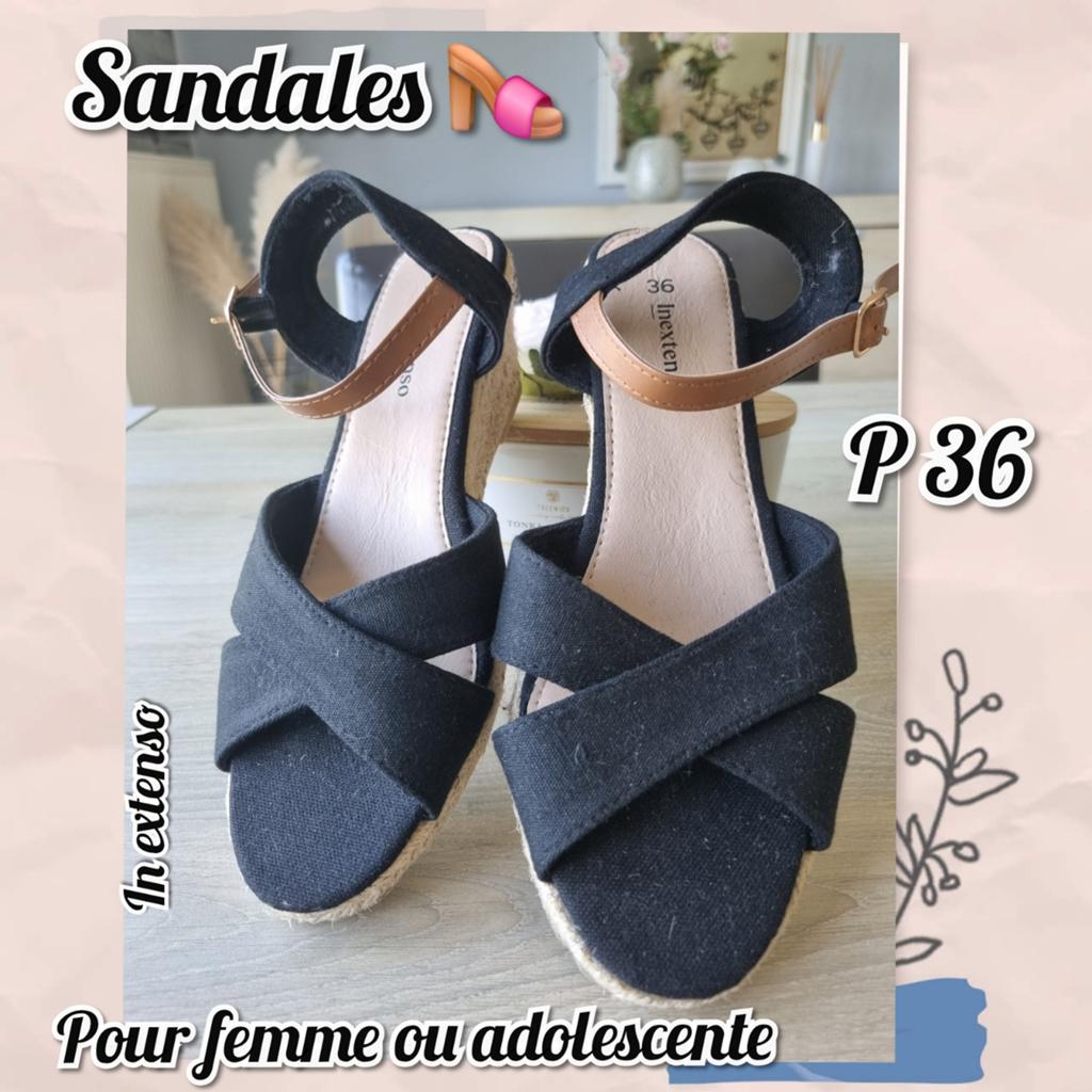 Sandales  pour femme ou ado-noire-In extenso-P.36, Zwart, Ophalen of Verzenden, Gedragen, In extenso