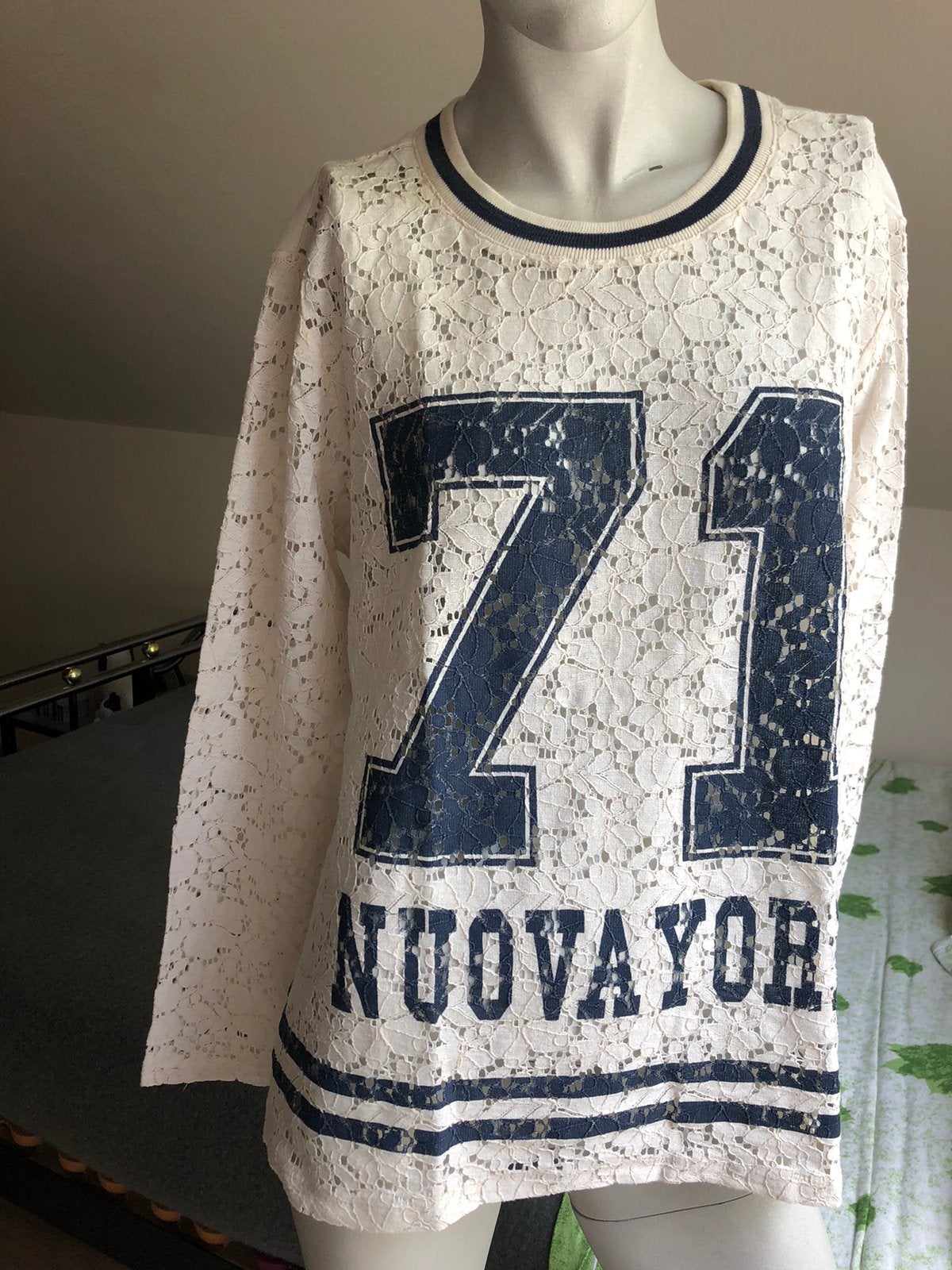 T-shirt lange mouw kant wit maat 42, Kleding | Dames, T-shirts, Ophalen, Wit, Maat 42/44 (L), Lange mouw