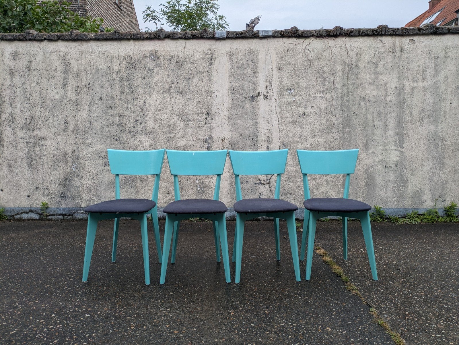 Vintage eetkamerstoelen, Maison & Meubles, Chaises, Quatre, Enlèvement