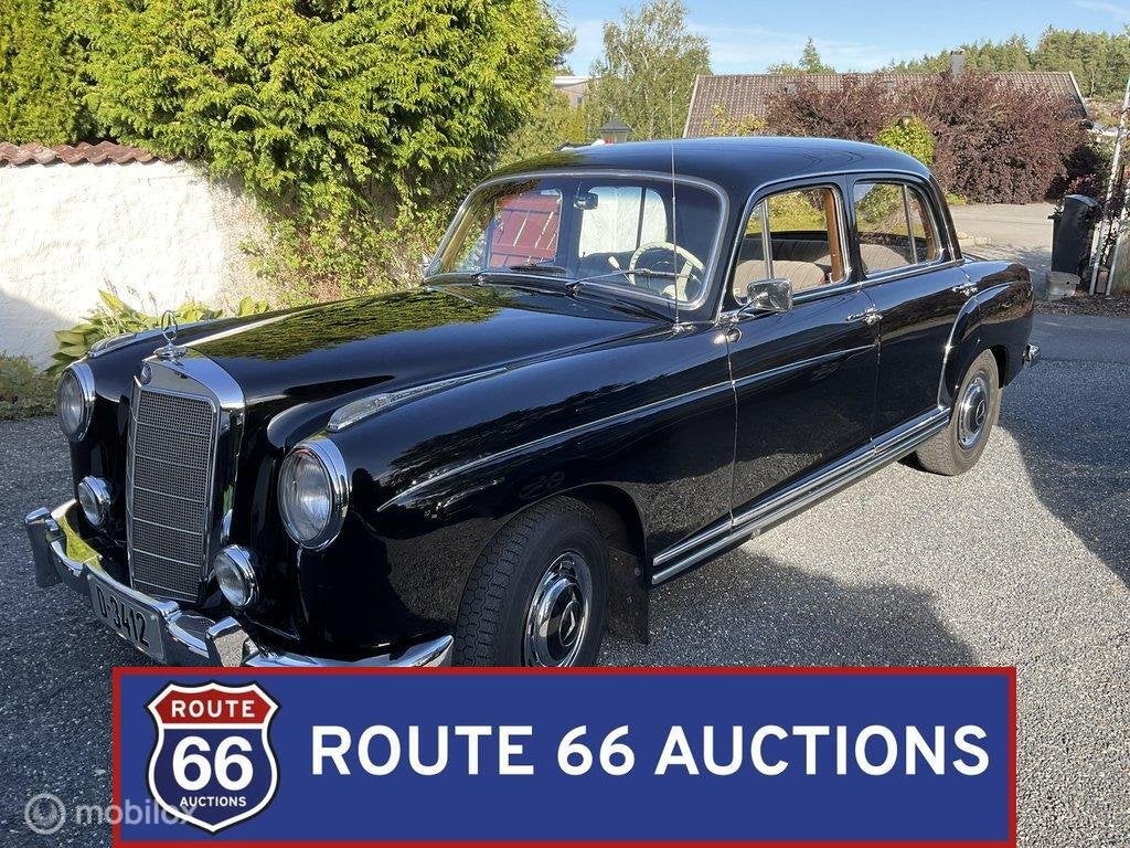 Mercedes-Benz 220 S | 1957 | Route 66 Auctions, Auto's, Zwart, Mercedes-Benz, Bedrijf, Handgeschakeld