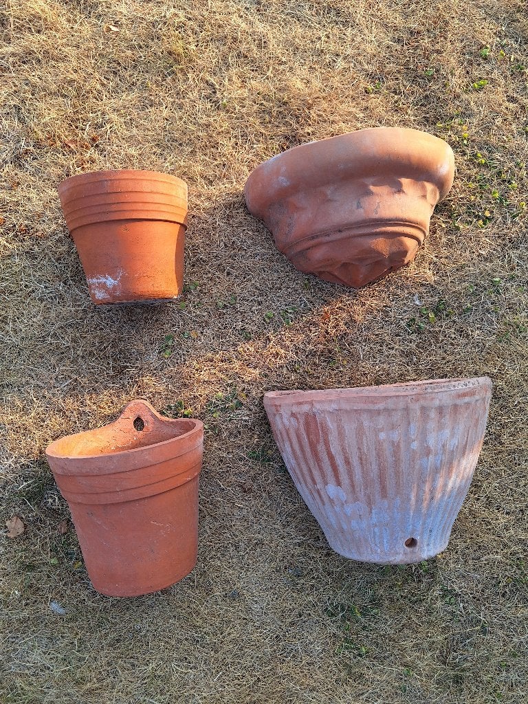 4 x terracotta bloempot voor aan de muur, Enlèvement, Utilisé, Terracotta