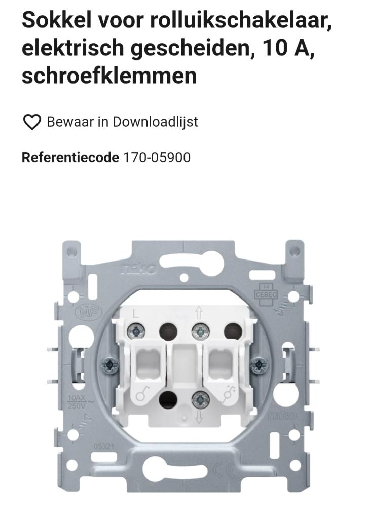 Niko sokkel voor rolluikschakelaar, Ophalen of Verzenden, Nieuw, Schakelaar