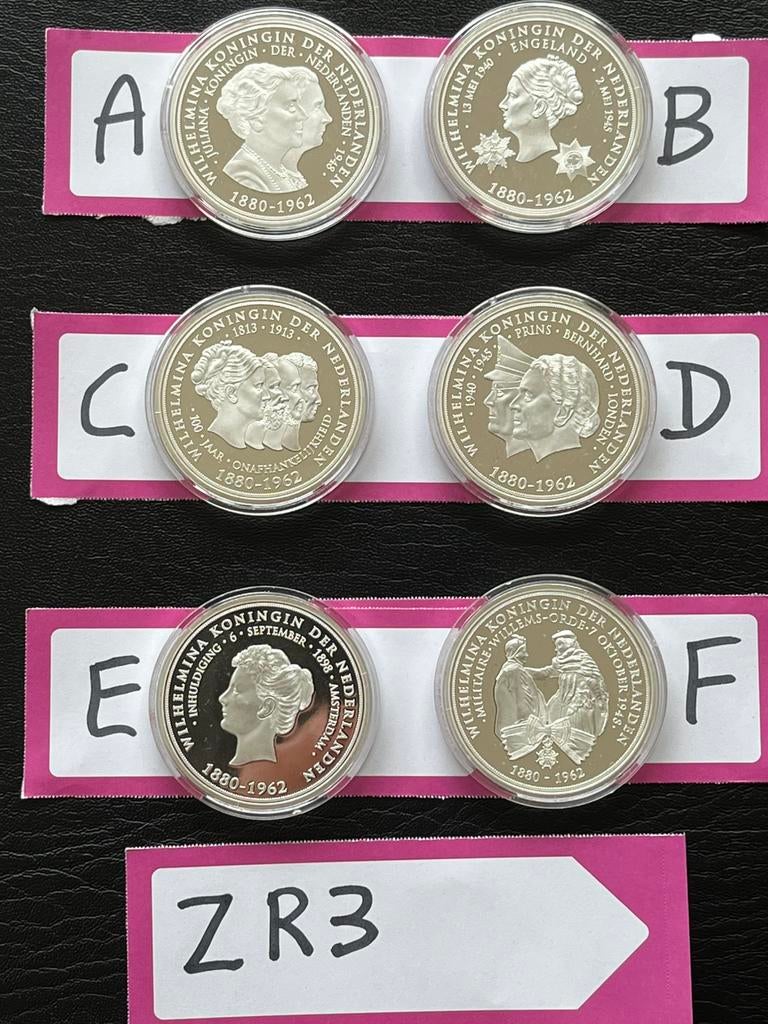 ZR3 Zwaar verzilverde gedenkpenningen (NL) 40mm, Ophalen, Zilver