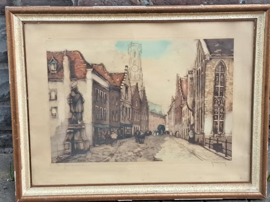 gravure jour de marche signe hebbelinck, Enlèvement ou Envoi, Gravure
