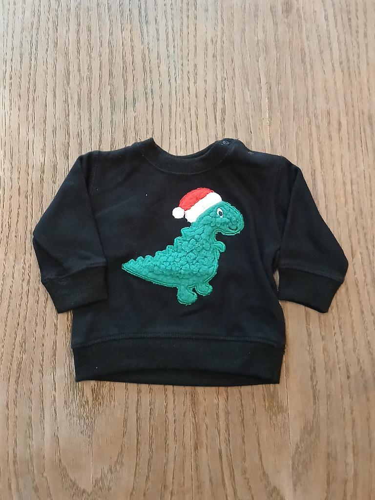 Kersttrui Dino met Kerstmuts - Zeeman - Maat 68 - Zwart, Zeeman, Gebruikt, Ophalen of Verzenden, Truitje of Vestje
