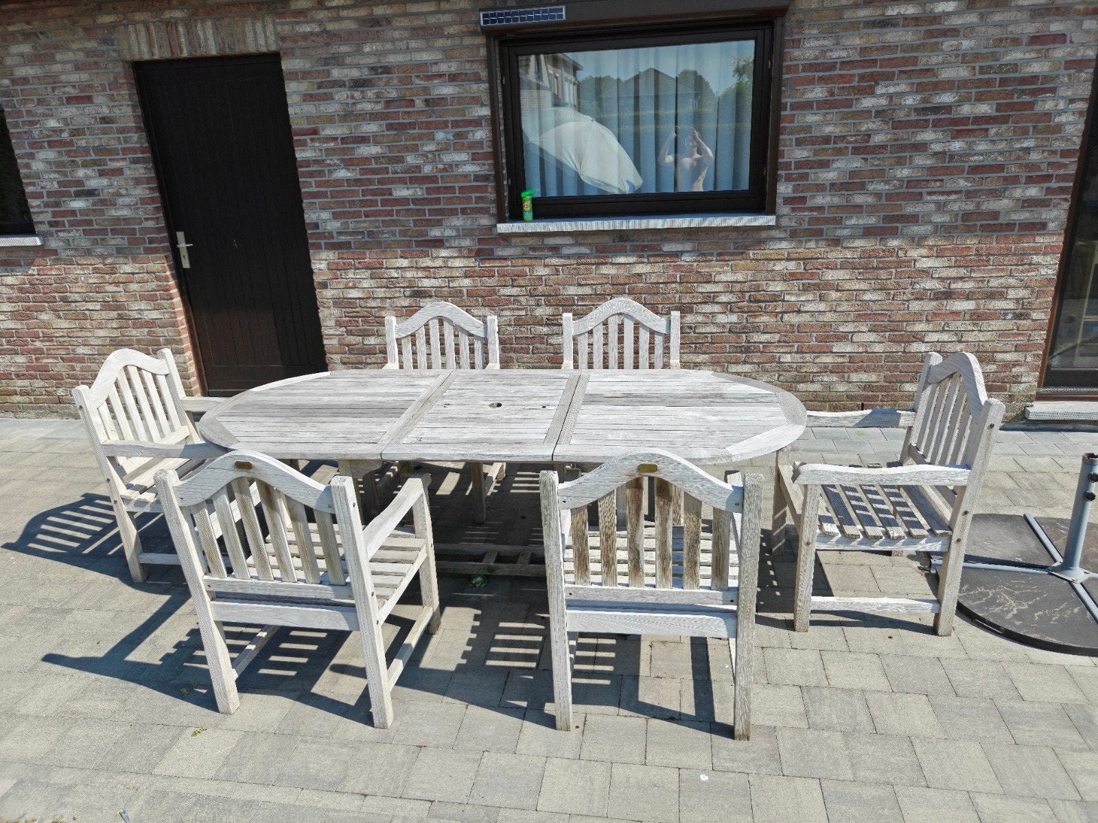 Teak tuinmeubel, 6p, 100x240, Classindo Wood, Tuin en Terras, Ophalen, Gebruikt