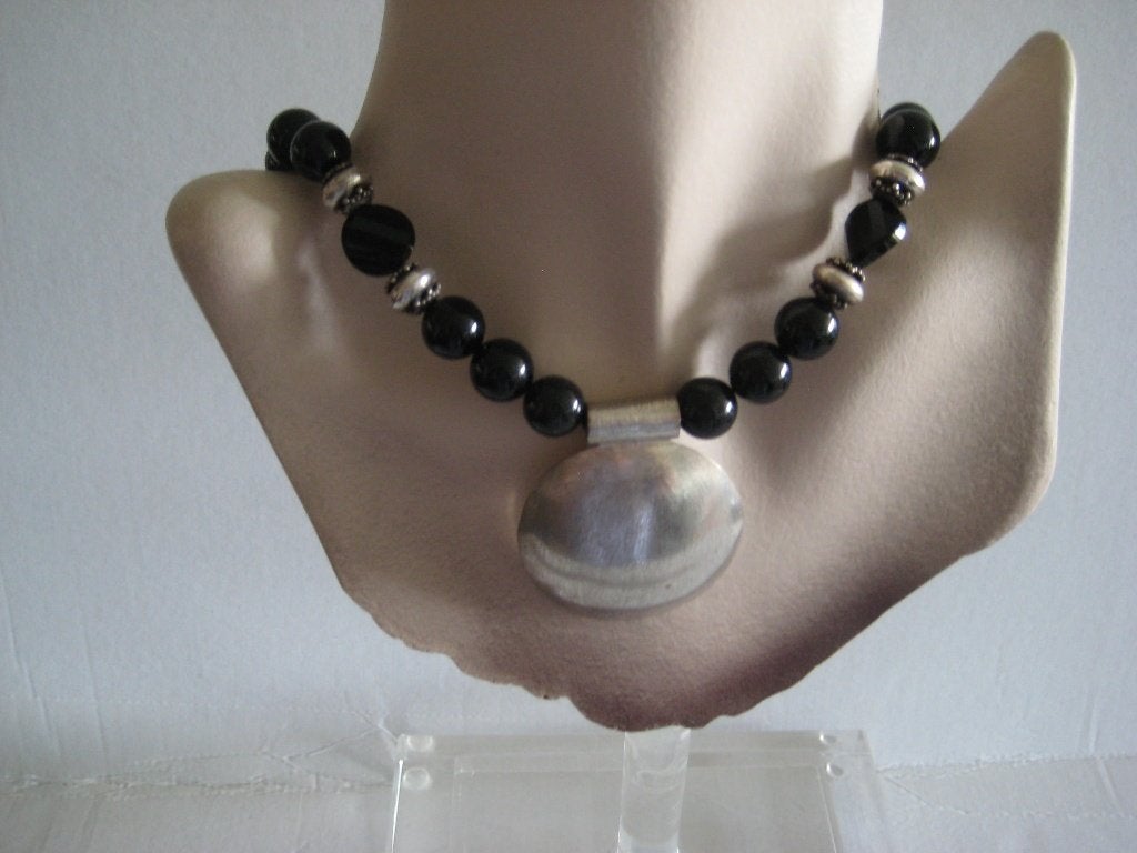 Zilveren  hanger  met onyx, Nieuw, Ophalen of Verzenden, Met edelsteen, Zilver